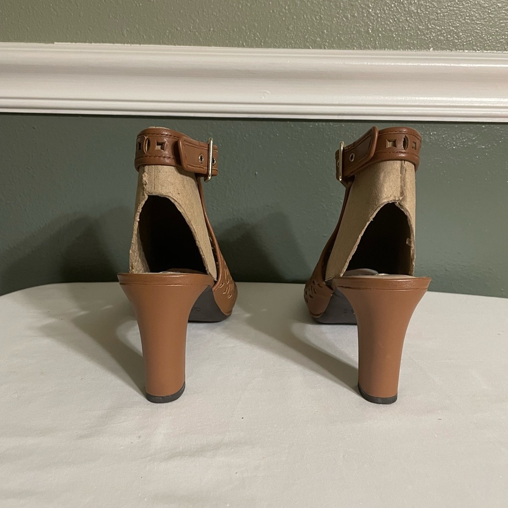 Alex Marie Taupe Open Toe Netted Heel - image 3